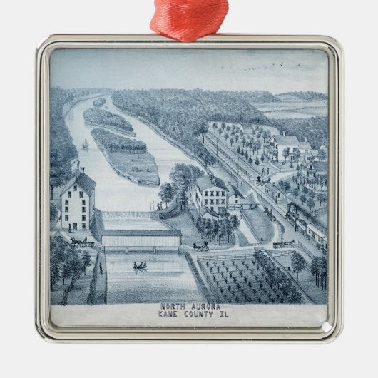 Nord Aurora Illinois Stone Lithograph 1871 Art Ornament Aus Metall (Vorne)