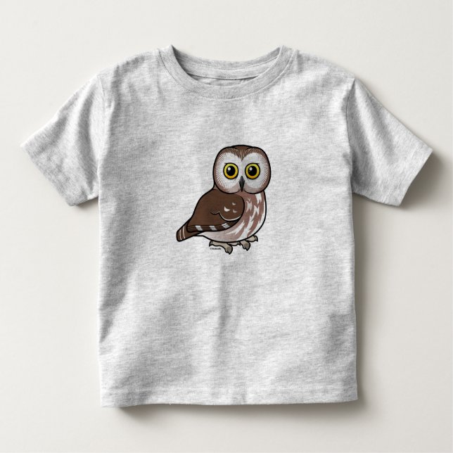 Nord Birdorable Säge-whet Eule Kleinkind T-shirt (Vorderseite)