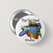 Nord-Carolinablau der Teer-Fersen-Staat BirdFlower Button (Vorne & Hinten)