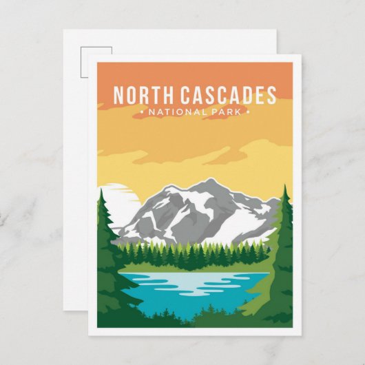 Nord Cascades Art Vintage Postkarte (Vorne/Hinten)