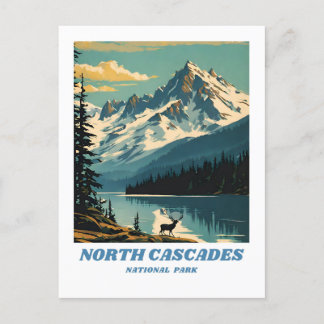 Nord Cascades National Park Illustration Retro De Postkarte