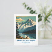Nord Cascades National Park Illustration Retro De Postkarte (Stehend Vorderseite)