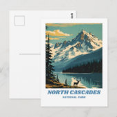 Nord Cascades National Park Illustration Retro De Postkarte (Vorne/Hinten)