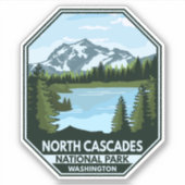 Nord Cascades Nationalpark Minimal Retro Emblem Aufkleber (Vorderseite)