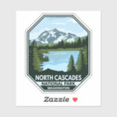 Nord Cascades Nationalpark Minimal Retro Emblem Aufkleber (Blatt)
