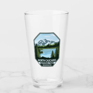 Nord Cascades Nationalpark Minimal Retro Emblem Glas