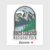 Nord Cascades Nationalpark Mount Triumph Retro Aufkleber (Blatt)