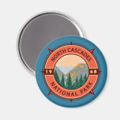 Nord Cascades Nationalpark Retro Kompass Emblem Magnet (Vorderseite/Rückseite)