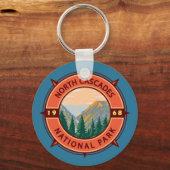 Nord Cascades Nationalpark Retro Kompass Emblem Schlüsselanhänger (Vorderseite)