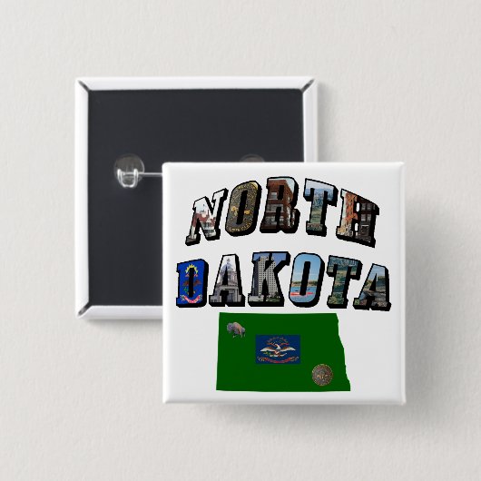 Nord-Dakota-Bildtext Button (Vorne & Hinten)
