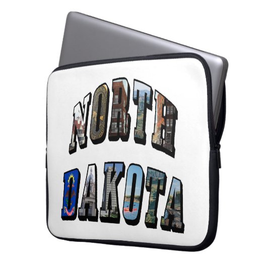 Nord-Dakota-Bildtext Laptopschutzhülle (Vorderseite Links)