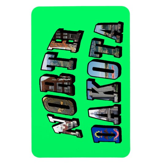 Nord-Dakota-Bildtext Magnet (Vertikal)