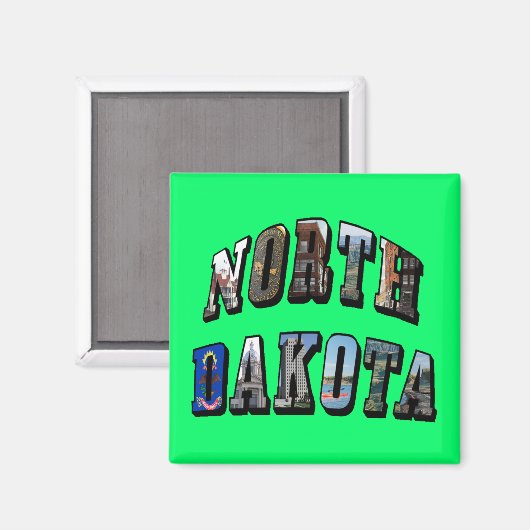 Nord-Dakota-Bildtext Magnet (Vorderseite/Rückseite)
