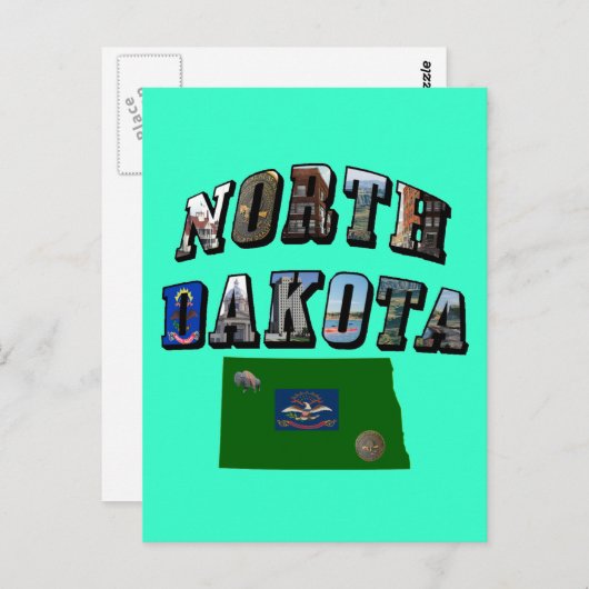 Nord-Dakota-Bildtext Postkarte (Vorne/Hinten)