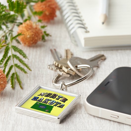 Nord-Dakota-Bildtext Schlüsselanhänger (Seite)