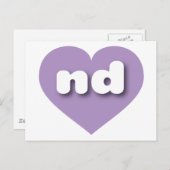 Nord-Dakota-Lavendelherz - I Liebe und Postkarte (Vorne/Hinten)