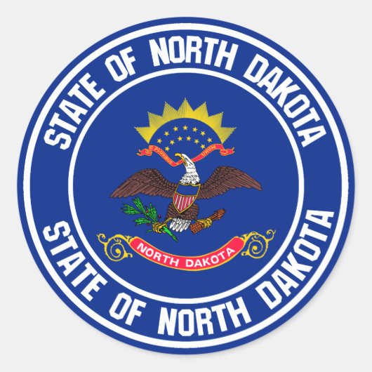 Nord-Dakota-RundEmblem Runder Aufkleber (Vorderseite)