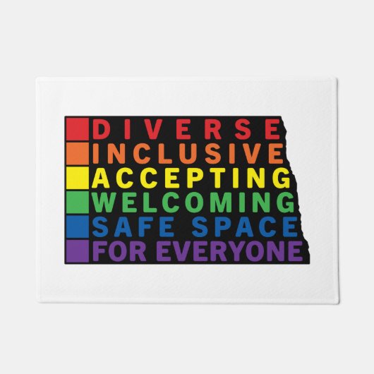 Nord-Dakota (schwarz) LGBTQ sicherer Platz Fußmatte (Vorderseite)