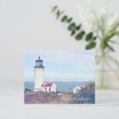 Nord Head Leuchtturm Ilwaco, WA Aquarelldruck Postkarte (Stehend Vorderseite)