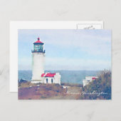 Nord Head Leuchtturm Ilwaco, WA Aquarelldruck Postkarte (Vorne/Hinten)