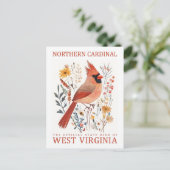 Nord Kardinal Bird of West Virginia Travel Postkarte (Stehend Vorderseite)