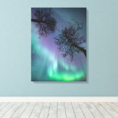 Nord Lights Trees Norwegen Leinwanddruck (Insitu (Holzboden))