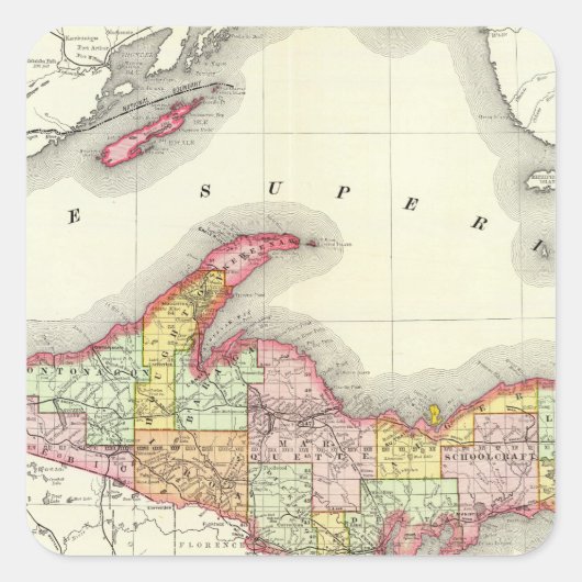 Nord-Michigan Quadratischer Aufkleber (Vorderseite)