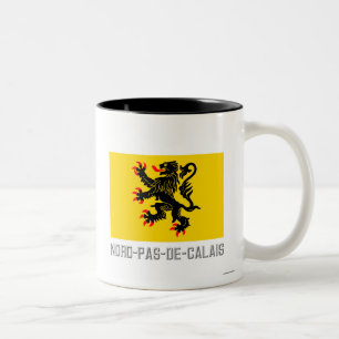 Nord-Pas-de-Calaisflagge mit Namen Zweifarbige Tasse