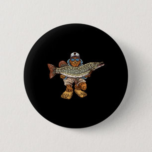 Nord-Pike Fischerei Bigfoot Jagd Fischer Button