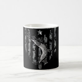 Nord-Pike Tiger Musky Fischen American Flag Kaffeetasse
