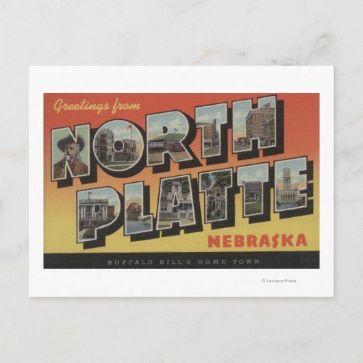 Nord Platte, Nebraska - Große Buchstabenszenen Postkarte (Vorderseite)