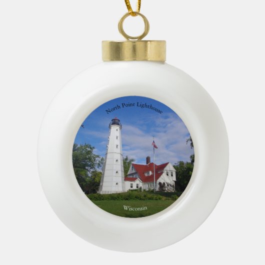 Nord Point Lighthouse-Ornament Keramik Kugel-Ornament (Vorderseite)