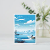 Nord-Pole Alaska Vintage Illustration Postkarte (Stehend Vorderseite)