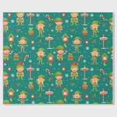 Nord-Pole Elves Weihnachtsmuster Geschenkpapier (Flach)