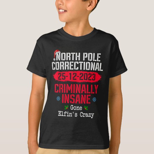Nord-Poles Korrektur kriminell verrückt Gone Elf T-Shirt (Vorderseite)