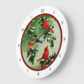 Nord-Rote Kardinal und Holly Große Wanduhr (Winkel)