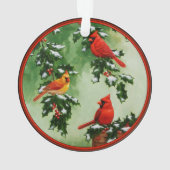 Nord-Rote Kardinal und Holly Ornament (Rückseite)