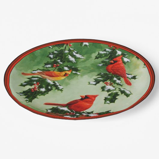 Nord-Rote Kardinal und Holly Pappteller (Schrägansicht)