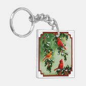 Nord-Rote Kardinal und Holly Schlüsselanhänger (Vorderseite links)