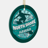 Nord Shore Hawaii aquamarines Surfer Logo-Ornament Keramik Ornament (Rechts)