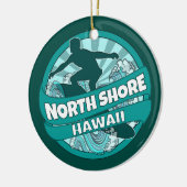 Nord Shore Hawaii aquamarines Surfer Logo-Ornament Keramik Ornament (Links)