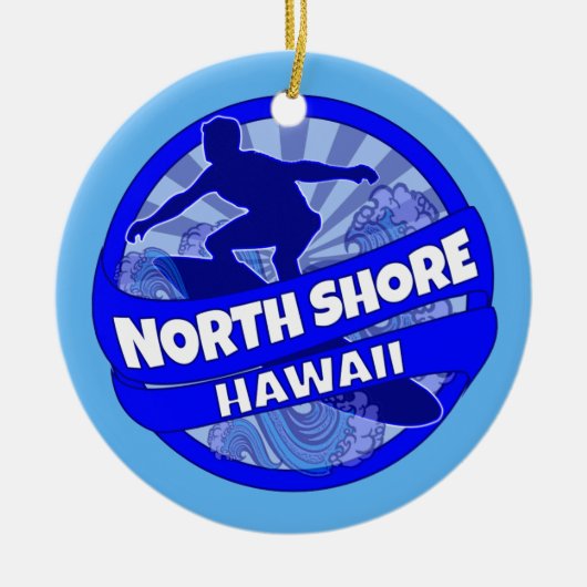 Nord Shore Hawaii-Logo für Surfer Keramikornament (Vorne)