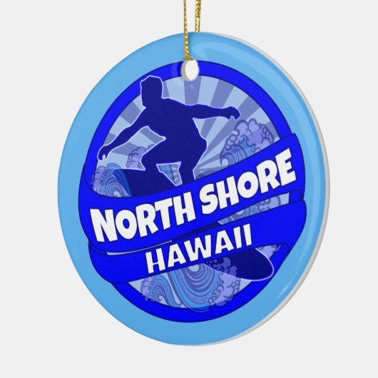 Nord Shore Hawaii-Logo für Surfer Keramikornament (Links)