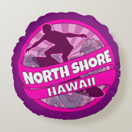 Nord Shore Hawaii Logo für Surfer Rosa Rundkissen Rundes Kissen
