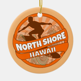 Nord Shore Hawaii Orange Surfer Logo-Ornament Keramikornament