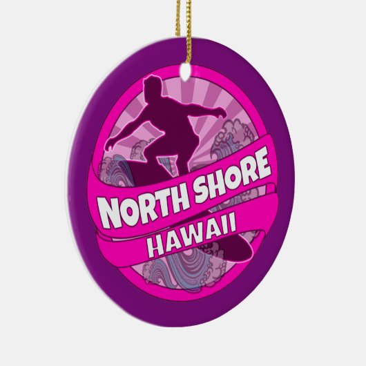 Nord Shore Hawaii Rosa Logo für Surfer Keramikornament (Rechts)