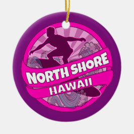 Nord Shore Hawaii Rosa Logo für Surfer Keramikornament