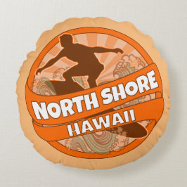 Nord Shore Hawaii Surfer Logo rund Kissen