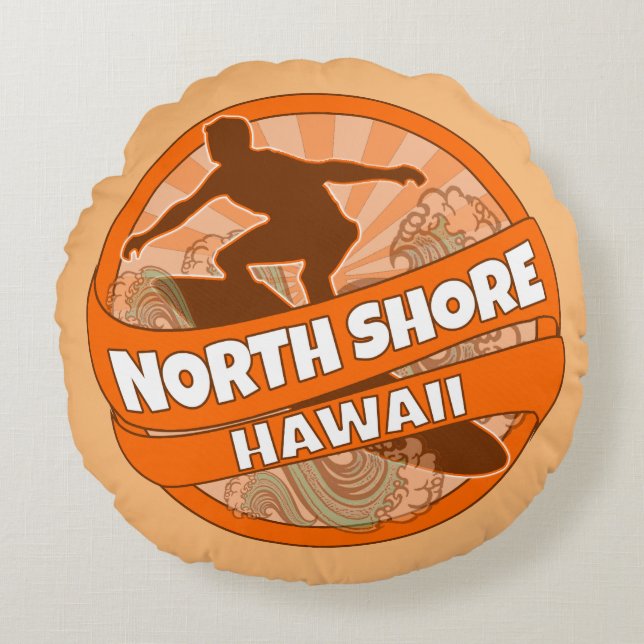 Nord Shore Hawaii Surfer Logo rund Kissen (Vorderseite)