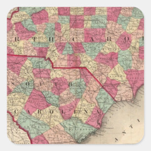 Nord-Süd-Carolina Quadratischer Aufkleber